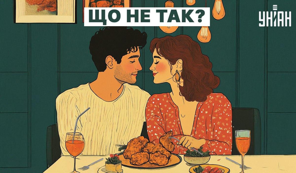 Slika zaljubljenega para pri večerji