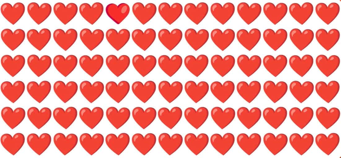 Nora uganka za modrece: v 5 sekundah morate najti čuden emotikon srca Nora uganka za pametnjakoviče: v 5 sekundah moraš najti nenavaden srčni emotikon