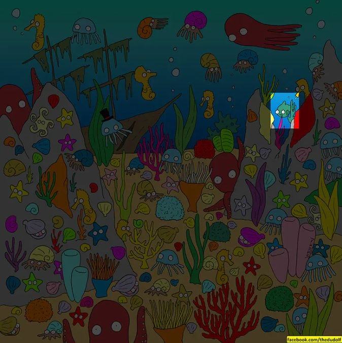 Zanimiva uganka za najbolj pozorne: v 11 sekundah morate najti zeleno ribo Zanimiva uganka za najbolj pozorne: v 11 sekundah moraš najti zeleno ribo.