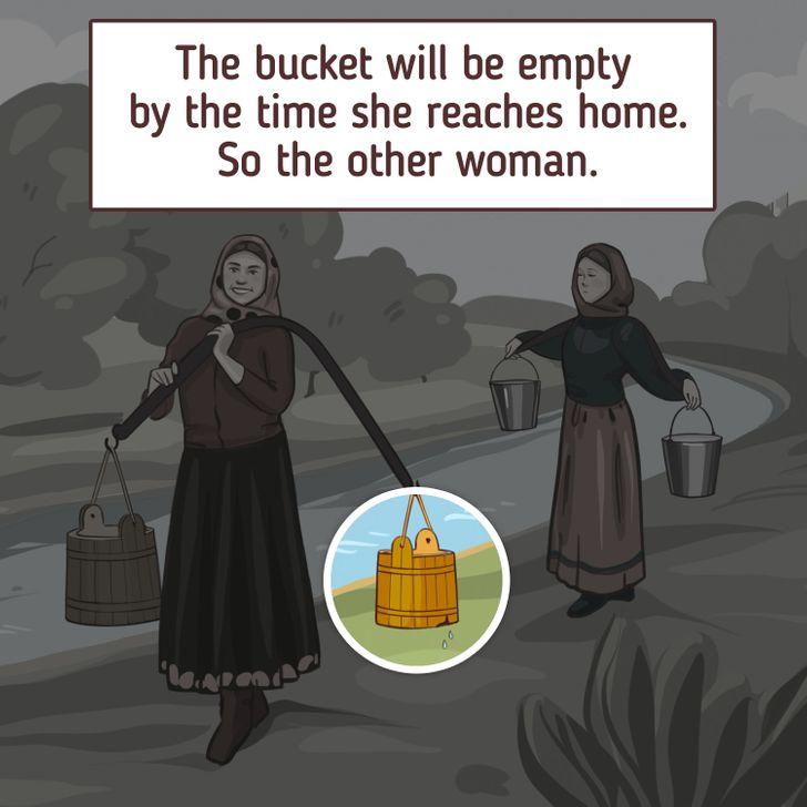 Ženska ima vedro, ki pušča od spredaj / foto: Jagranjosh